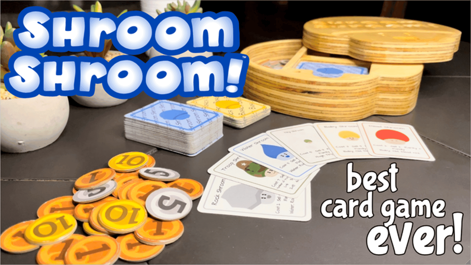 Shroom Shroom card game laid out on a table